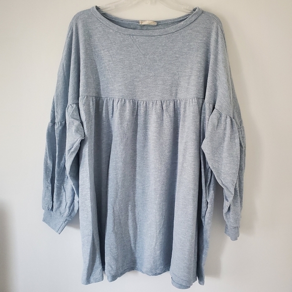 Altar'd State Tops - ALTARD State Light Blue Babydoll Sweatshirt Top Size Medium Long Sleeve HAS HOLE